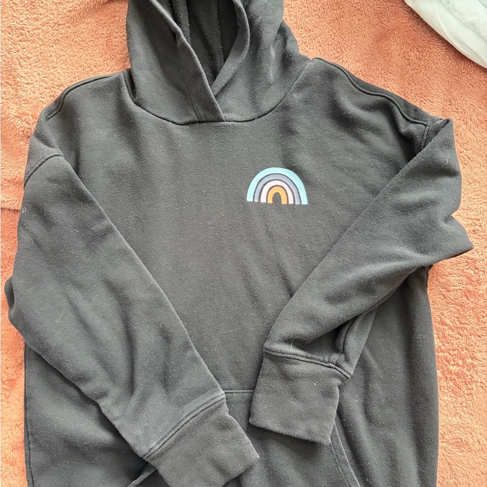 Black Hoodie with Rainbow Design